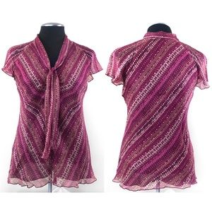 Nine West - Tie Front Silk Blouse Top